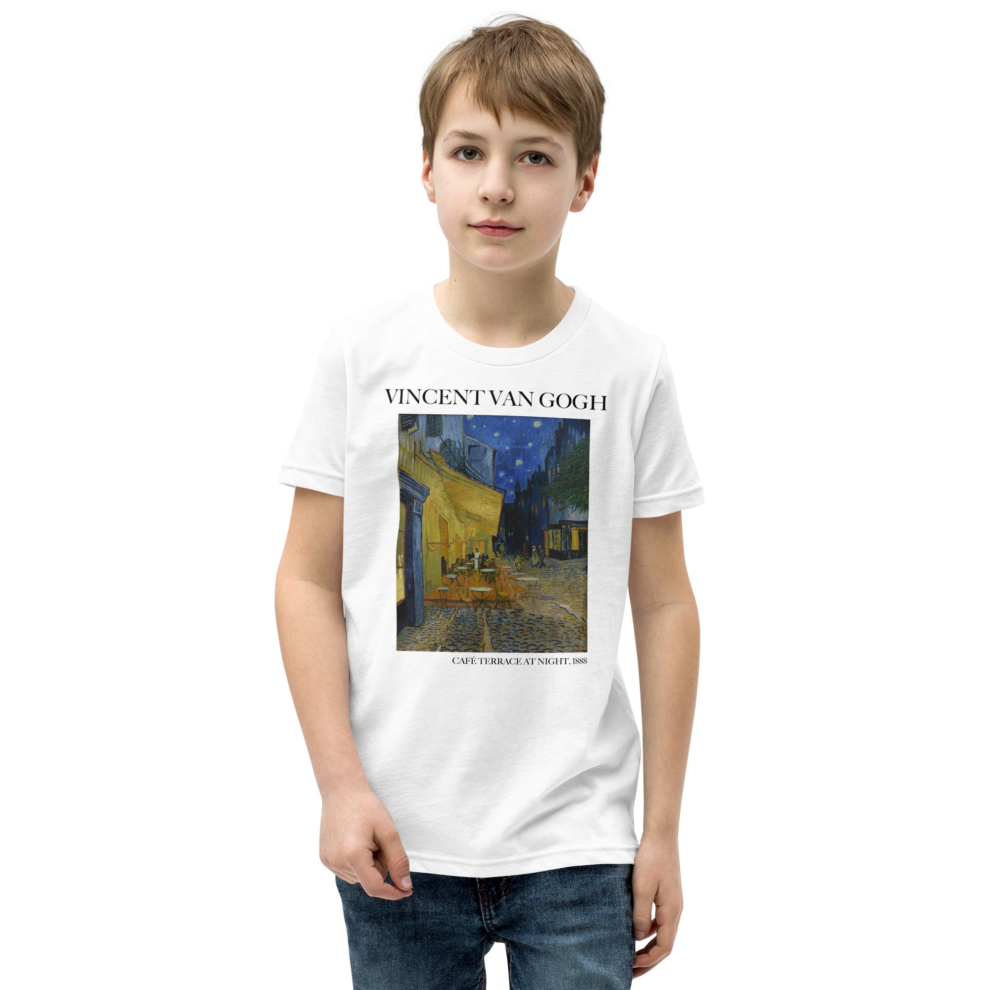 Vincent van Gogh 'Café Terrace at Night' Famous Painting Short Sleeve T-Shirt | Premium Youth Art Tee