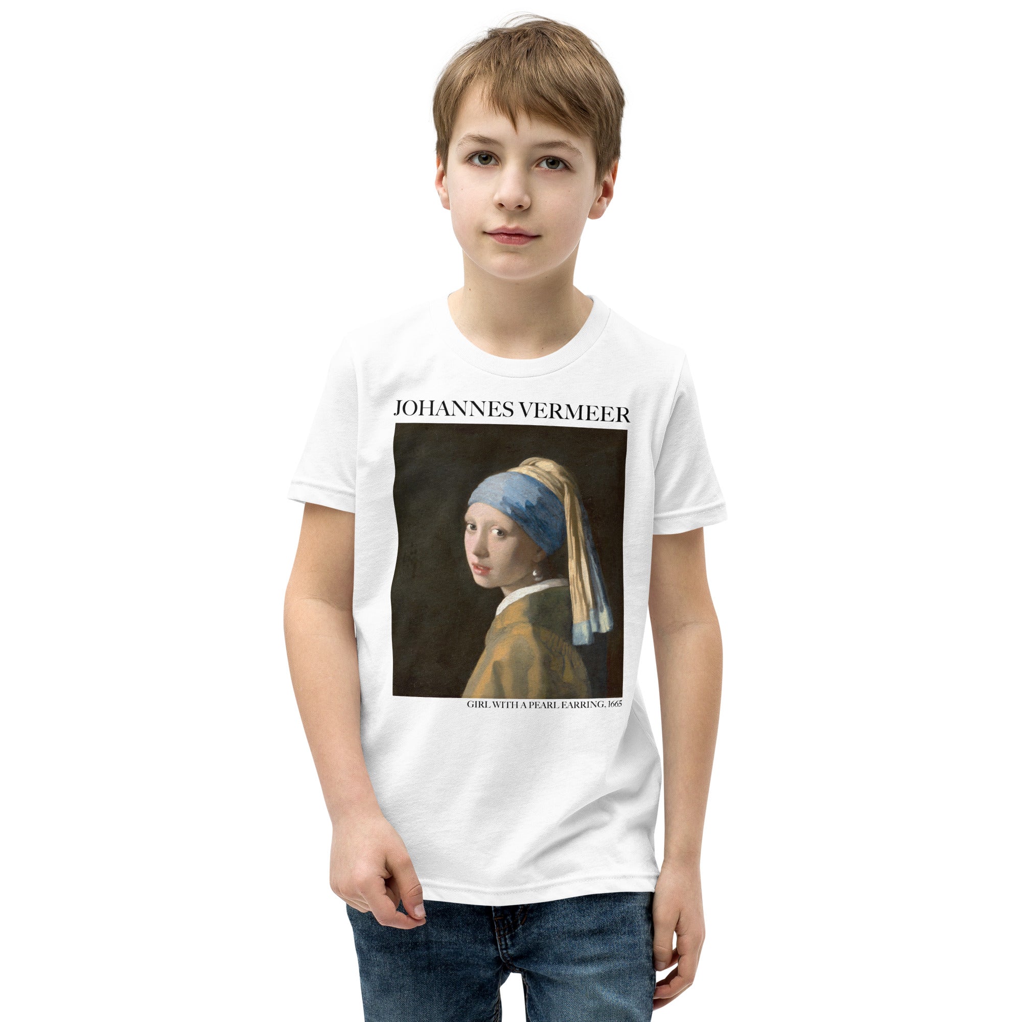 Johannes Vermeer 'Girl with a Pearl Earring' Famous Painting Short Sleeve T-Shirt | Premium Youth Art Tee