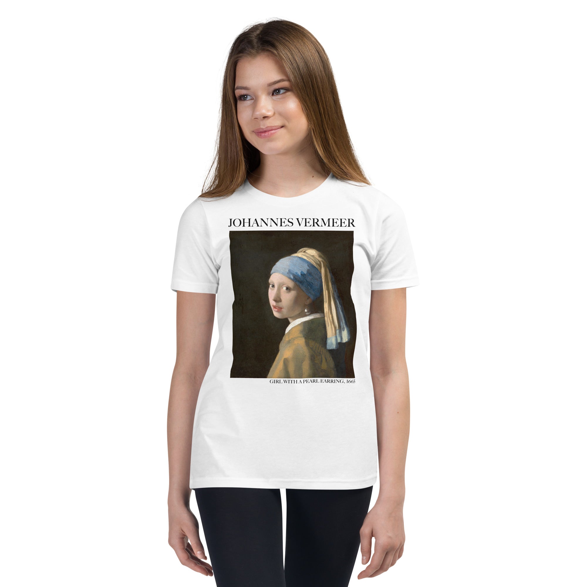 Johannes Vermeer 'Girl with a Pearl Earring' Famous Painting Short Sleeve T-Shirt | Premium Youth Art Tee