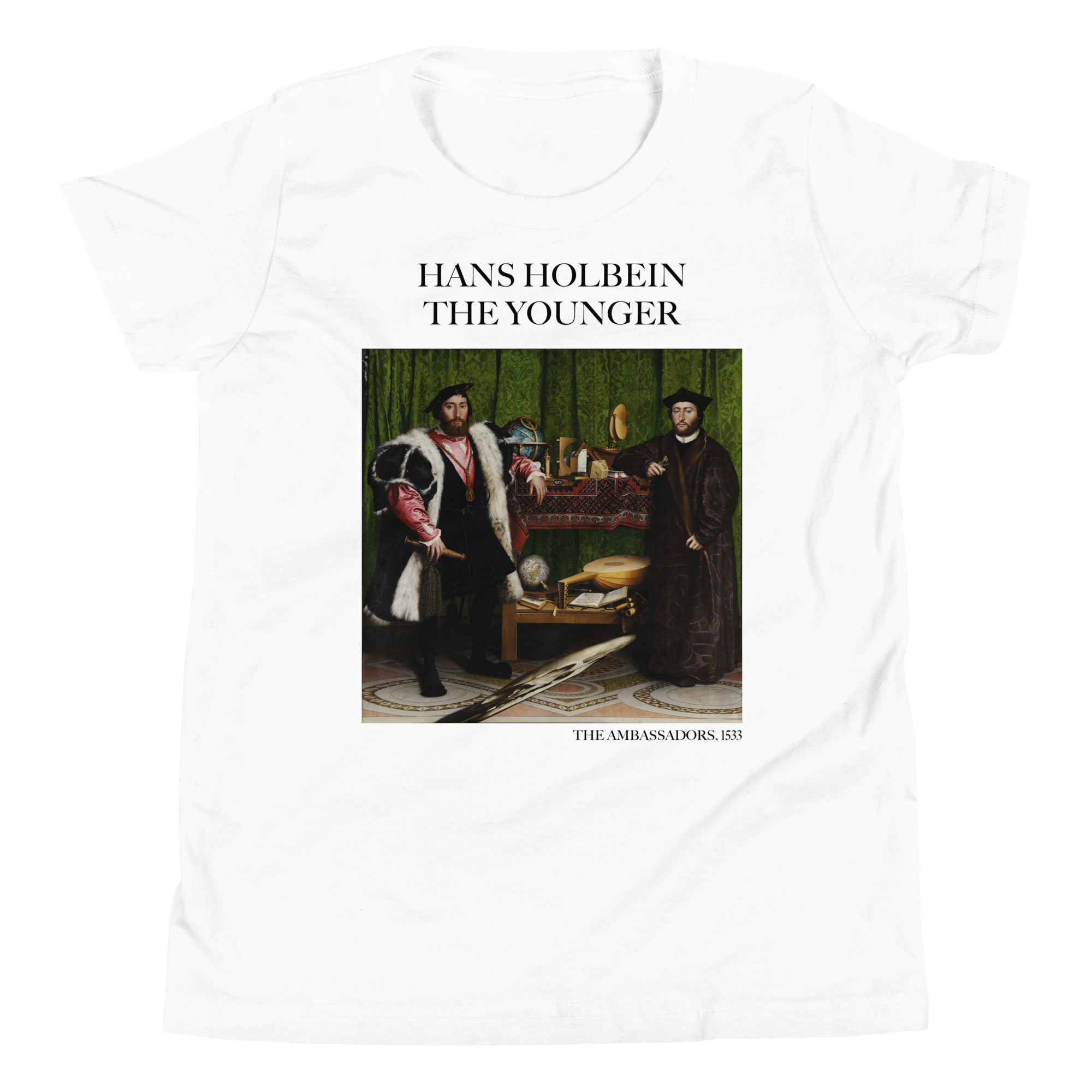 Hans Holbein the Younger 'The Ambassadors' Famous Painting Short Sleeve T-Shirt | Premium Youth Art Tee