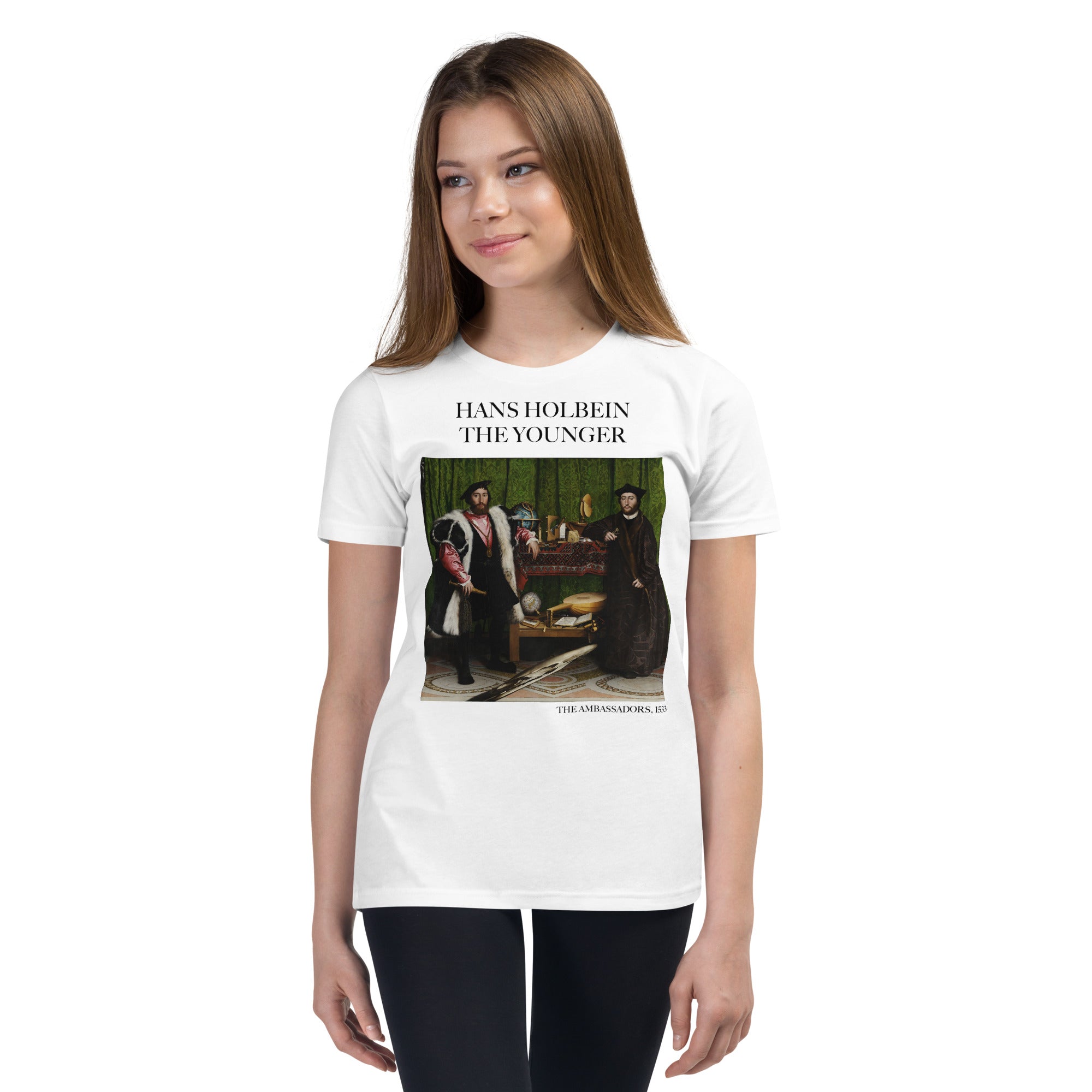 Hans Holbein the Younger 'The Ambassadors' Famous Painting Short Sleeve T-Shirt | Premium Youth Art Tee